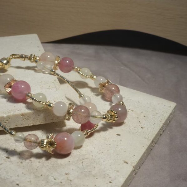 花箋 · Destinée｜櫻花雨粉晶雙圈手鍊